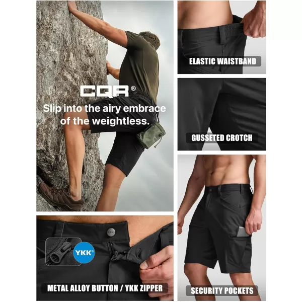 CQR Mens Hiking Cargo Shorts Quick Dry Stretch Tactical Outdoor Shorts Lightweight Camping Golf Shorts with Multi PocketsRocky Shorts Black