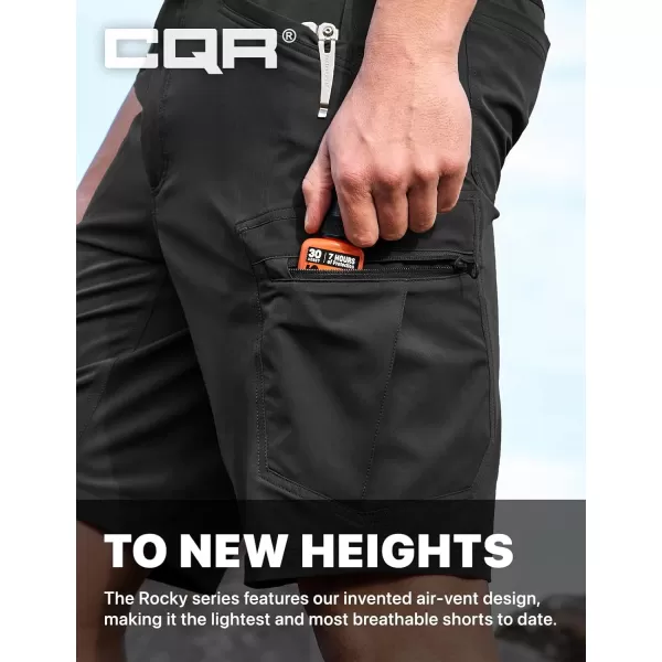 CQR Mens Hiking Cargo Shorts Quick Dry Stretch Tactical Outdoor Shorts Lightweight Camping Golf Shorts with Multi PocketsRocky Shorts Black