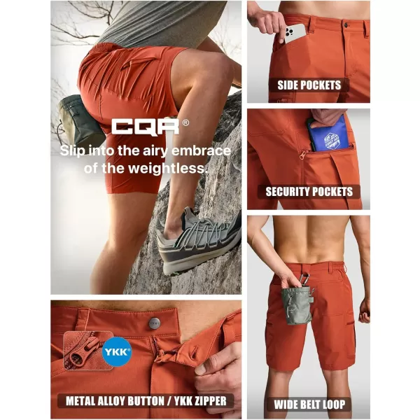 CQR Mens Hiking Cargo Shorts Quick Dry Stretch Tactical Outdoor Shorts Lightweight Camping Golf Shorts with Multi PocketsRocky Shorts Burnt Orange