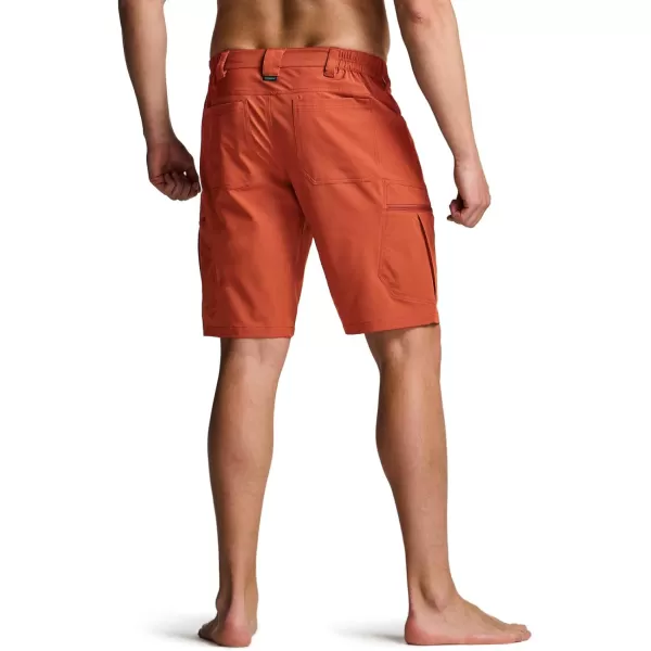 CQR Mens Hiking Cargo Shorts Quick Dry Stretch Tactical Outdoor Shorts Lightweight Camping Golf Shorts with Multi PocketsRocky Shorts Burnt Orange