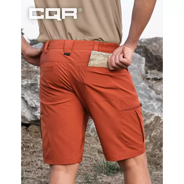 CQR Mens Hiking Cargo Shorts Quick Dry Stretch Tactical Outdoor Shorts Lightweight Camping Golf Shorts with Multi PocketsRocky Shorts Burnt Orange