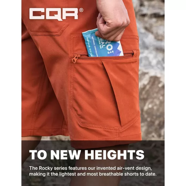 CQR Mens Hiking Cargo Shorts Quick Dry Stretch Tactical Outdoor Shorts Lightweight Camping Golf Shorts with Multi PocketsRocky Shorts Burnt Orange