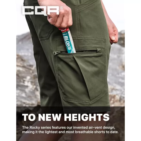 CQR Mens Hiking Cargo Shorts Quick Dry Stretch Tactical Outdoor Shorts Lightweight Camping Golf Shorts with Multi PocketsRocky Shorts Fuscous Green