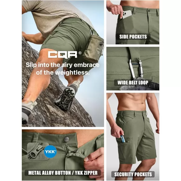 CQR Mens Hiking Cargo Shorts Quick Dry Stretch Tactical Outdoor Shorts Lightweight Camping Golf Shorts with Multi PocketsRocky Shorts Fuscous Green