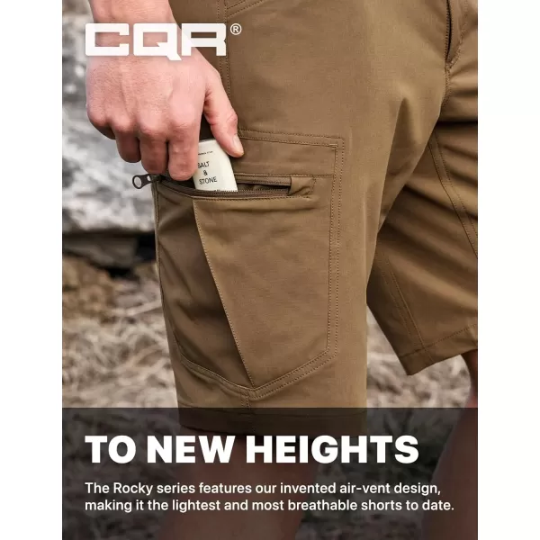 CQR Mens Hiking Cargo Shorts Quick Dry Stretch Tactical Outdoor Shorts Lightweight Camping Golf Shorts with Multi PocketsRocky Shorts Hazelnut