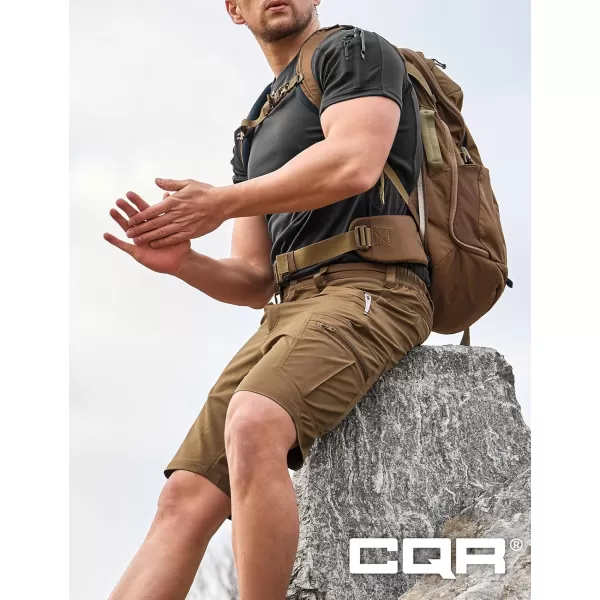 CQR Mens Hiking Cargo Shorts Quick Dry Stretch Tactical Outdoor Shorts Lightweight Camping Golf Shorts with Multi PocketsRocky Shorts Hazelnut