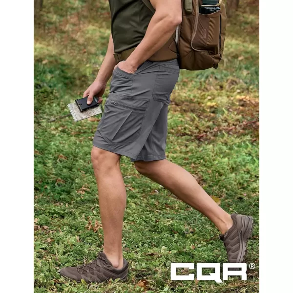 CQR Mens Hiking Cargo Shorts Quick Dry Stretch Tactical Outdoor Shorts Lightweight Camping Golf Shorts with Multi PocketsRocky Shorts Jet Grey