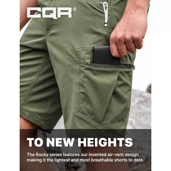 CQR Mens Hiking Cargo Shorts Quick Dry Stretch Tactical Outdoor Shorts Lightweight Camping Golf Shorts with Multi PocketsRocky Shorts Lichen