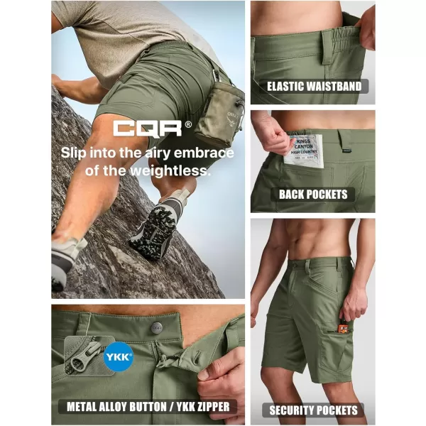 CQR Mens Hiking Cargo Shorts Quick Dry Stretch Tactical Outdoor Shorts Lightweight Camping Golf Shorts with Multi PocketsRocky Shorts Lichen