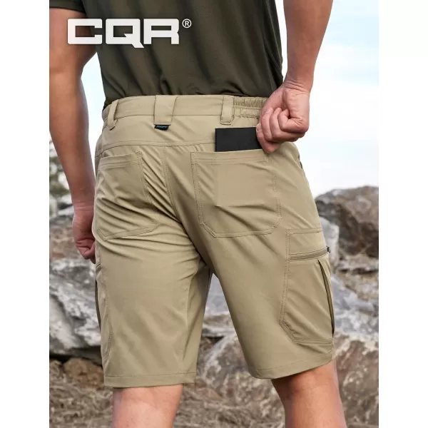 CQR Mens Hiking Cargo Shorts Quick Dry Stretch Tactical Outdoor Shorts Lightweight Camping Golf Shorts with Multi PocketsRocky Shorts Tan