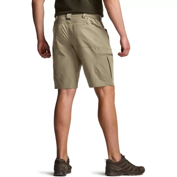 CQR Mens Hiking Cargo Shorts Quick Dry Stretch Tactical Outdoor Shorts Lightweight Camping Golf Shorts with Multi PocketsRocky Shorts Tan