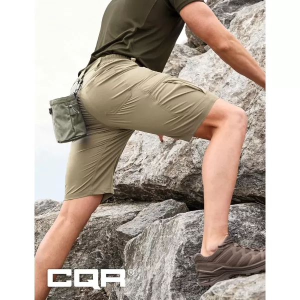 CQR Mens Hiking Cargo Shorts Quick Dry Stretch Tactical Outdoor Shorts Lightweight Camping Golf Shorts with Multi PocketsRocky Shorts Tan