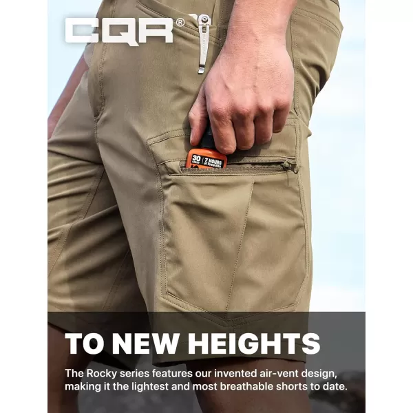 CQR Mens Hiking Cargo Shorts Quick Dry Stretch Tactical Outdoor Shorts Lightweight Camping Golf Shorts with Multi PocketsRocky Shorts Tan