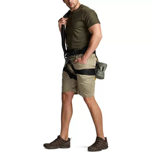 CQR Mens Hiking Cargo Shorts Quick Dry Stretch Tactical Outdoor Shorts Lightweight Camping Golf Shorts with Multi PocketsRocky Shorts Tan