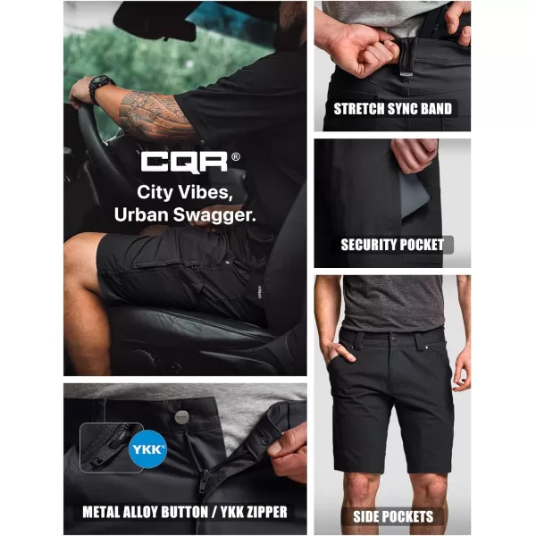 CQR Mens Hiking Cargo Shorts Quick Dry Stretch Tactical Outdoor Shorts Lightweight Camping Golf Shorts with Multi PocketsSedona Carbon Black