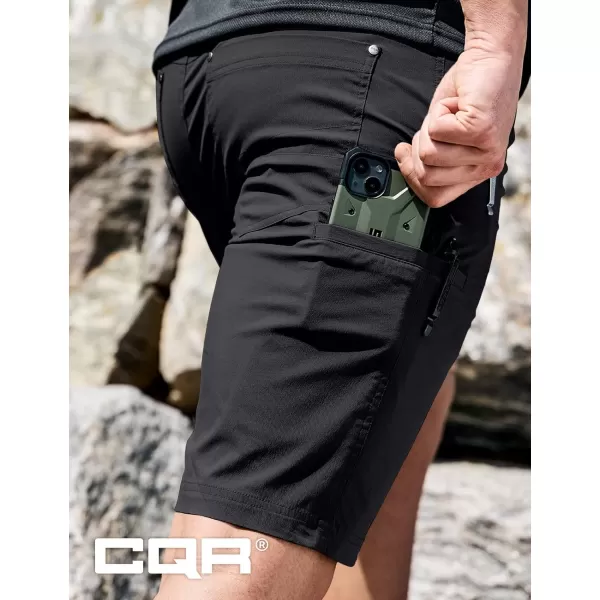 CQR Mens Hiking Cargo Shorts Quick Dry Stretch Tactical Outdoor Shorts Lightweight Camping Golf Shorts with Multi PocketsSedona Carbon Black