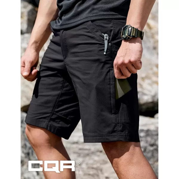 CQR Mens Hiking Cargo Shorts Quick Dry Stretch Tactical Outdoor Shorts Lightweight Camping Golf Shorts with Multi PocketsSedona Carbon Black