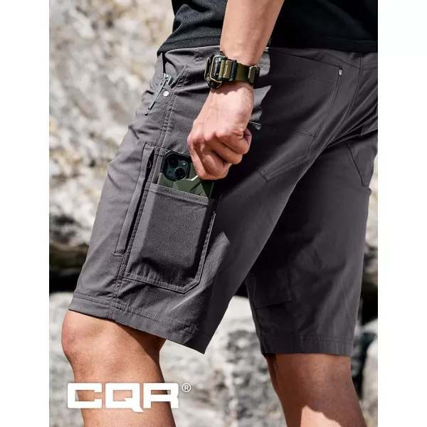 CQR Mens Hiking Cargo Shorts Quick Dry Stretch Tactical Outdoor Shorts Lightweight Camping Golf Shorts with Multi PocketsSedona Charcoal