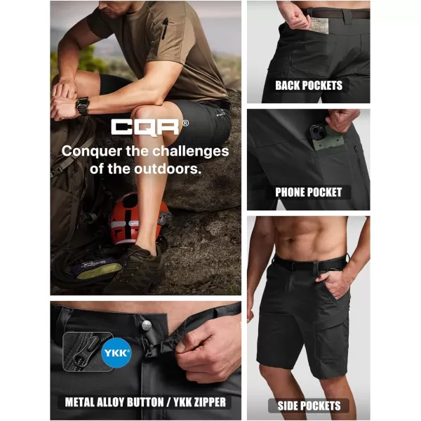 CQR Mens Hiking Cargo Shorts Quick Dry Stretch Tactical Outdoor Shorts Lightweight Camping Golf Shorts with Multi PocketsShenandoah Shorts Black