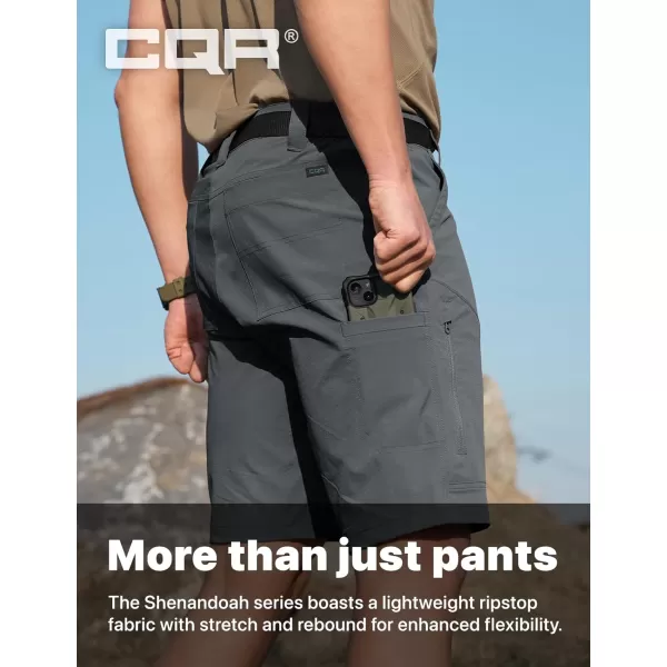 CQR Mens Hiking Cargo Shorts Quick Dry Stretch Tactical Outdoor Shorts Lightweight Camping Golf Shorts with Multi PocketsShenandoah Shorts Carbon Grey