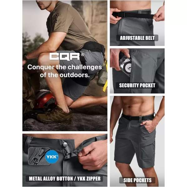 CQR Mens Hiking Cargo Shorts Quick Dry Stretch Tactical Outdoor Shorts Lightweight Camping Golf Shorts with Multi PocketsShenandoah Shorts Carbon Grey