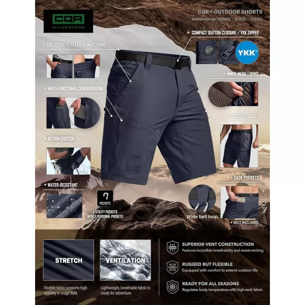 CQR Mens Hiking Cargo Shorts Quick Dry Stretch Tactical Outdoor Shorts Lightweight Camping Golf Shorts with Multi PocketsShenandoah Shorts Navy