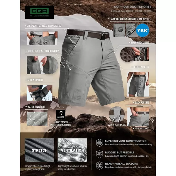 CQR Mens Hiking Cargo Shorts Quick Dry Stretch Tactical Outdoor Shorts Lightweight Camping Golf Shorts with Multi PocketsShenandoah Shorts Sage