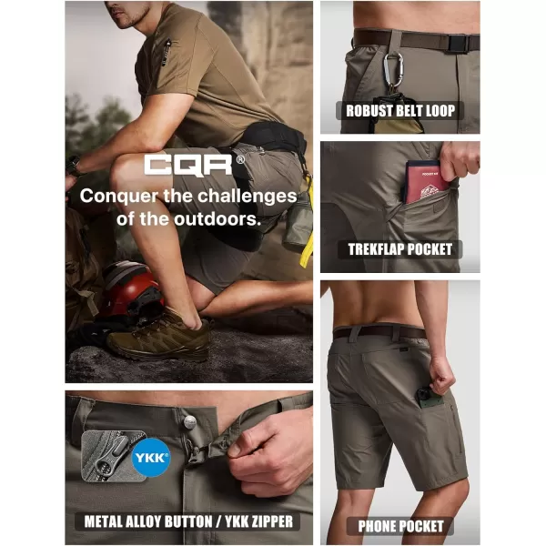 CQR Mens Hiking Cargo Shorts Quick Dry Stretch Tactical Outdoor Shorts Lightweight Camping Golf Shorts with Multi PocketsShenandoah Shorts Sand Khaki