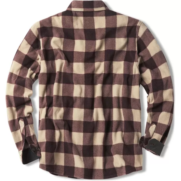 CQR Mens Long Sleeve Heavyweight Fleece Shirts Plaid Button Up Shirt Warm Outdoor Casual Shirt with PocketsBush Blend Country Wine