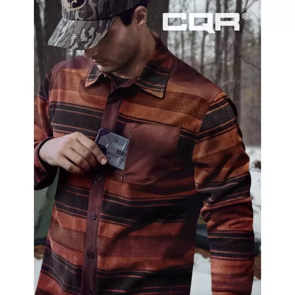 CQR Mens Long Sleeve Heavyweight Fleece Shirts Plaid Button Up Shirt Warm Outdoor Casual Shirt with PocketsBush Blend Wild Autumn