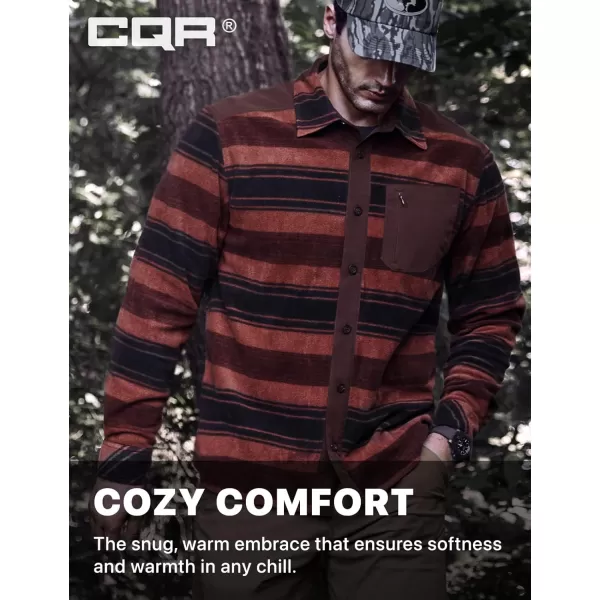 CQR Mens Long Sleeve Heavyweight Fleece Shirts Plaid Button Up Shirt Warm Outdoor Casual Shirt with PocketsBush Blend Wild Autumn