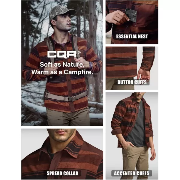 CQR Mens Long Sleeve Heavyweight Fleece Shirts Plaid Button Up Shirt Warm Outdoor Casual Shirt with PocketsBush Blend Wild Autumn