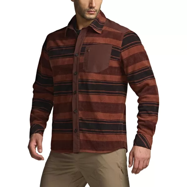 CQR Mens Long Sleeve Heavyweight Fleece Shirts Plaid Button Up Shirt Warm Outdoor Casual Shirt with PocketsBush Blend Wild Autumn