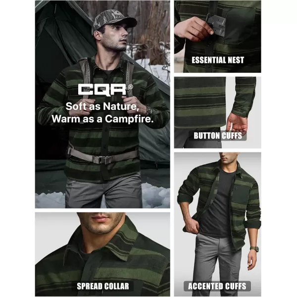 CQR Mens Long Sleeve Heavyweight Fleece Shirts Plaid Button Up Shirt Warm Outdoor Casual Shirt with PocketsBush Blend Wild Forest