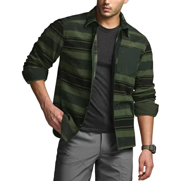 CQR Mens Long Sleeve Heavyweight Fleece Shirts Plaid Button Up Shirt Warm Outdoor Casual Shirt with PocketsBush Blend Wild Forest