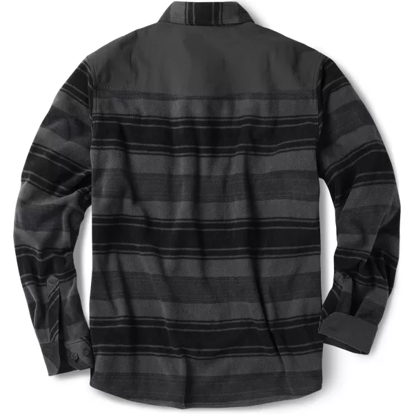 CQR Mens Long Sleeve Heavyweight Fleece Shirts Plaid Button Up Shirt Warm Outdoor Casual Shirt with PocketsBush Blend Wild Shadow