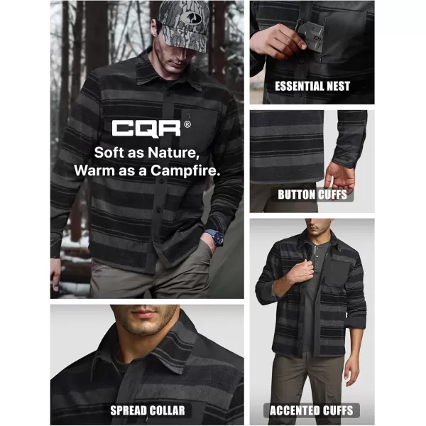 CQR Mens Long Sleeve Heavyweight Fleece Shirts Plaid Button Up Shirt Warm Outdoor Casual Shirt with PocketsBush Blend Wild Shadow