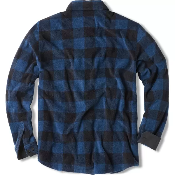 CQR Mens Long Sleeve Heavyweight Fleece Shirts Plaid Button Up Shirt Warm Outdoor Casual Shirt with PocketsBush Blend Wind Blue