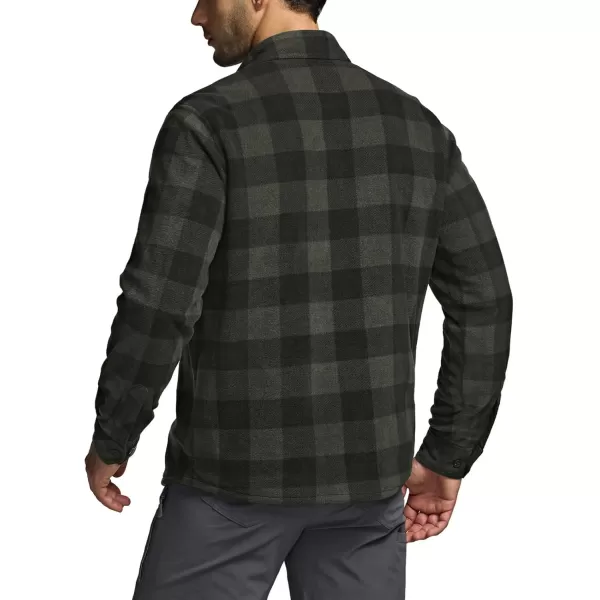 CQR Mens Long Sleeve Heavyweight Fleece Shirts Plaid Button Up Shirt Warm Outdoor Casual Shirt with PocketsBush Blend Woody