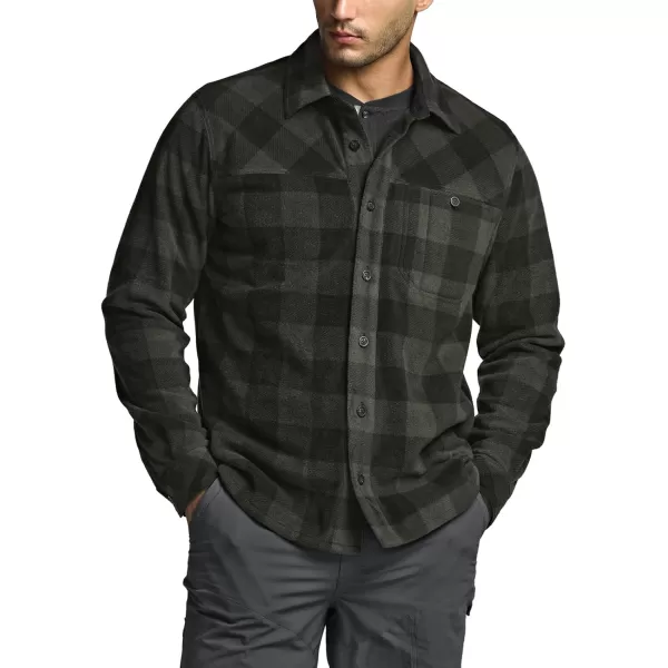 CQR Mens Long Sleeve Heavyweight Fleece Shirts Plaid Button Up Shirt Warm Outdoor Casual Shirt with PocketsBush Blend Woody