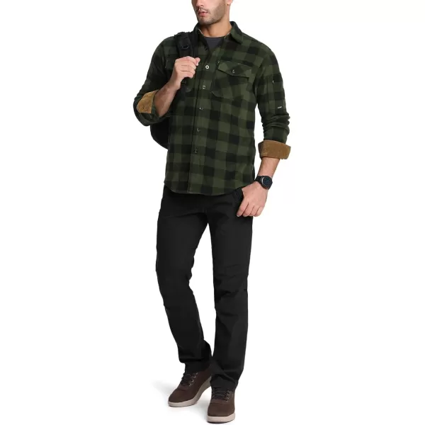 CQR Mens Long Sleeve Heavyweight Fleece Shirts Plaid Button Up Shirt Warm Outdoor Casual Shirt with PocketsHidden Zipper Pocket Hunter