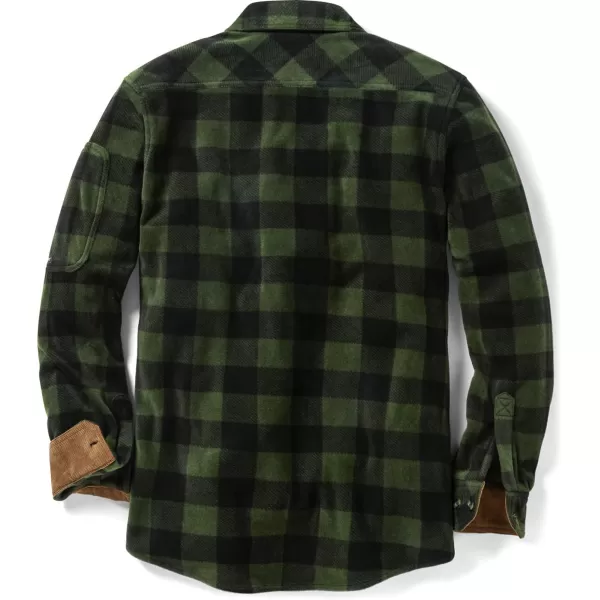 CQR Mens Long Sleeve Heavyweight Fleece Shirts Plaid Button Up Shirt Warm Outdoor Casual Shirt with PocketsHidden Zipper Pocket Hunter