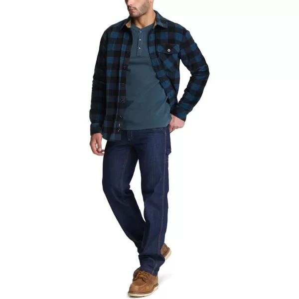 CQR Mens Long Sleeve Heavyweight Fleece Shirts Plaid Button Up Shirt Warm Outdoor Casual Shirt with PocketsOne Pocket Blue