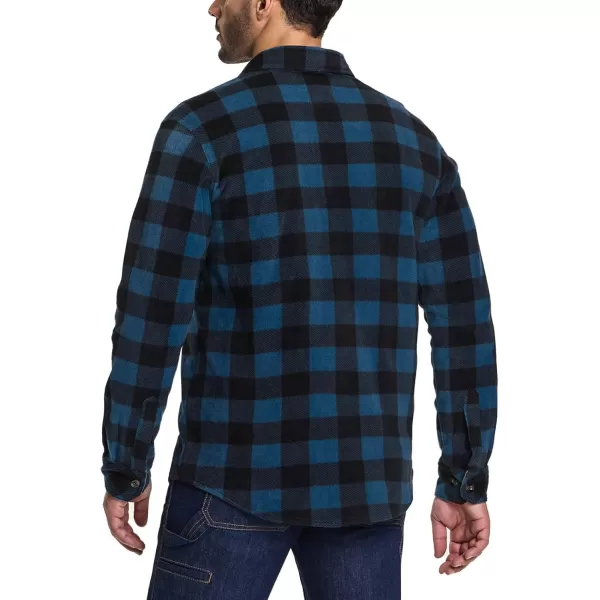 CQR Mens Long Sleeve Heavyweight Fleece Shirts Plaid Button Up Shirt Warm Outdoor Casual Shirt with PocketsOne Pocket Blue