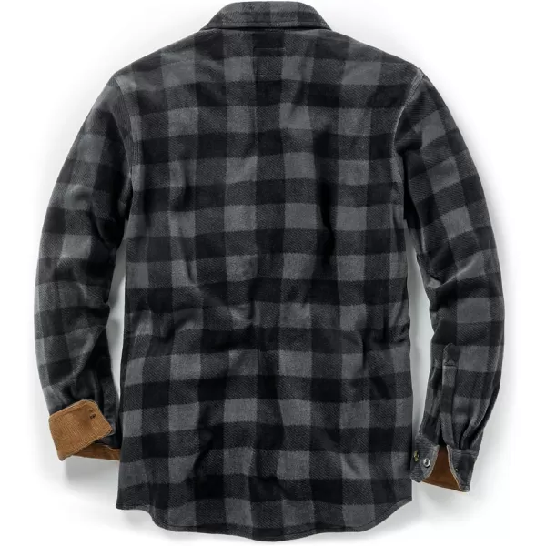 CQR Mens Long Sleeve Heavyweight Fleece Shirts Plaid Button Up Shirt Warm Outdoor Casual Shirt with PocketsOne Pocket Charcoal