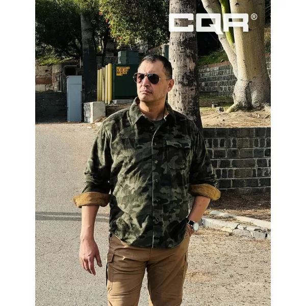 CQR Mens Long Sleeve Heavyweight Fleece Shirts Plaid Button Up Shirt Warm Outdoor Casual Shirt with PocketsOne Pocket Green