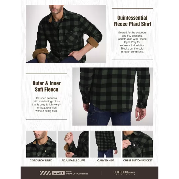 CQR Mens Long Sleeve Heavyweight Fleece Shirts Plaid Button Up Shirt Warm Outdoor Casual Shirt with PocketsOne Pocket Hunter