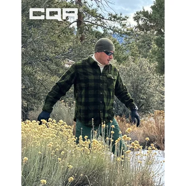 CQR Mens Long Sleeve Heavyweight Fleece Shirts Plaid Button Up Shirt Warm Outdoor Casual Shirt with PocketsOne Pocket Hunter