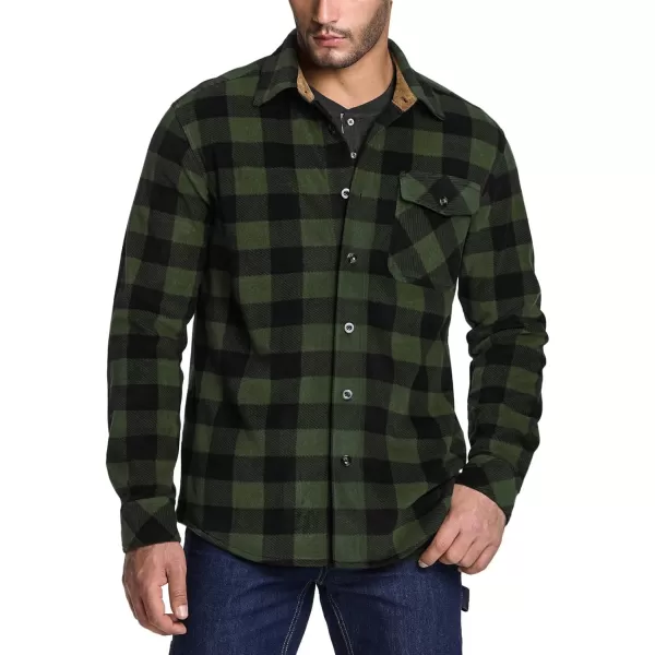 CQR Mens Long Sleeve Heavyweight Fleece Shirts Plaid Button Up Shirt Warm Outdoor Casual Shirt with PocketsOne Pocket Hunter