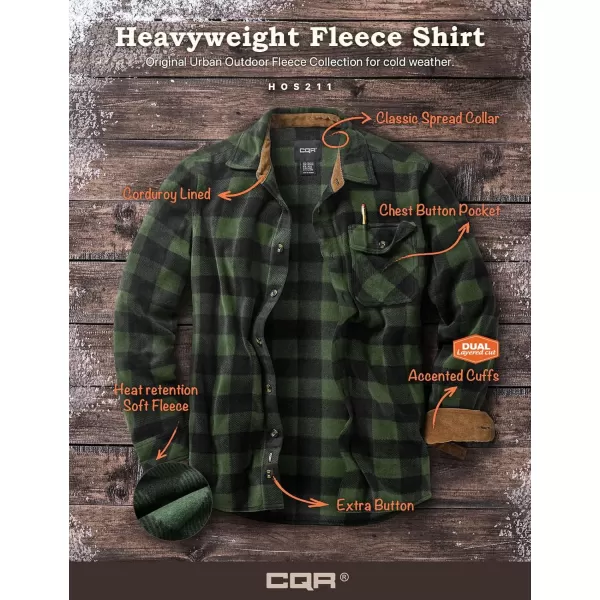 CQR Mens Long Sleeve Heavyweight Fleece Shirts Plaid Button Up Shirt Warm Outdoor Casual Shirt with PocketsOne Pocket Hunter